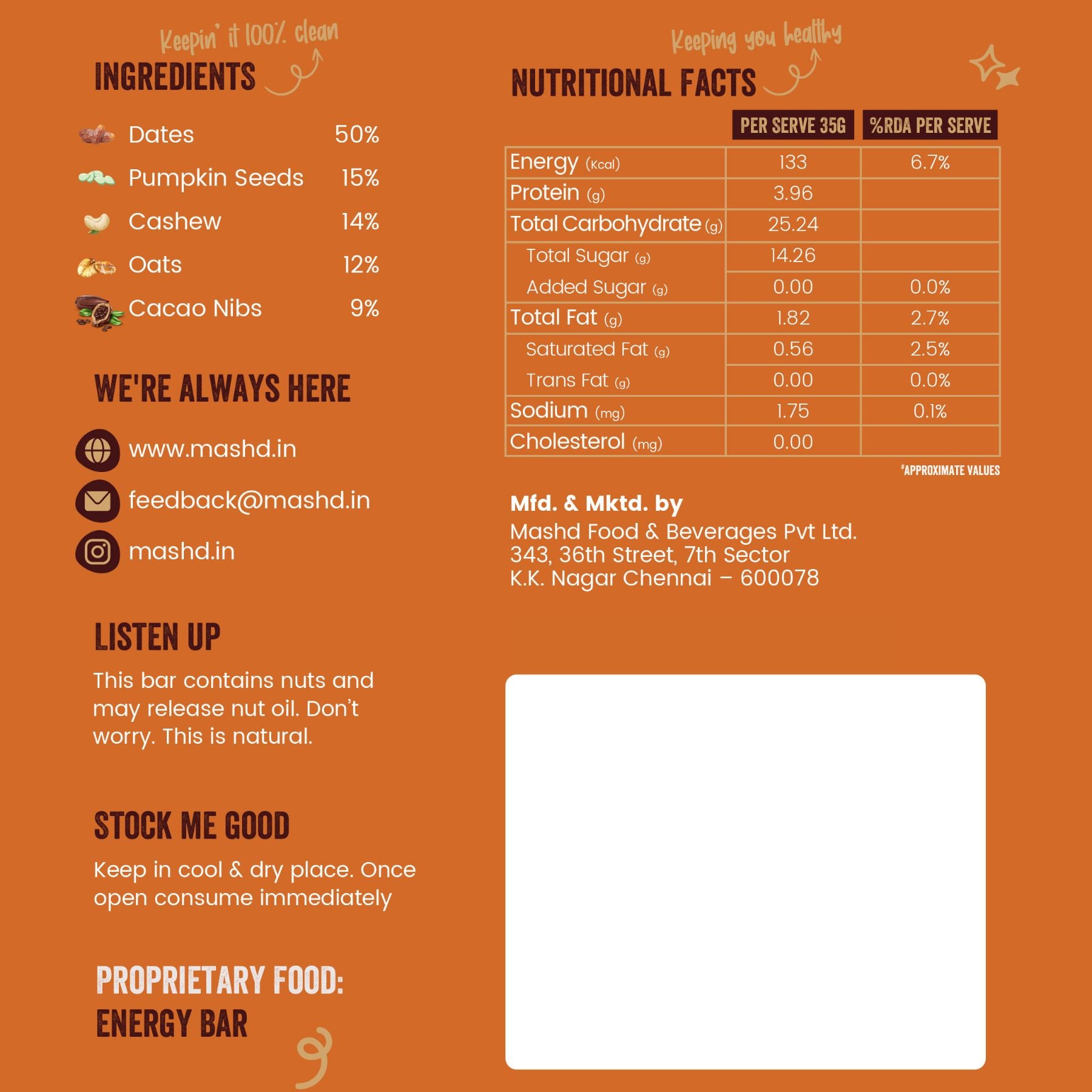 Cacao Nibs Energy Bar