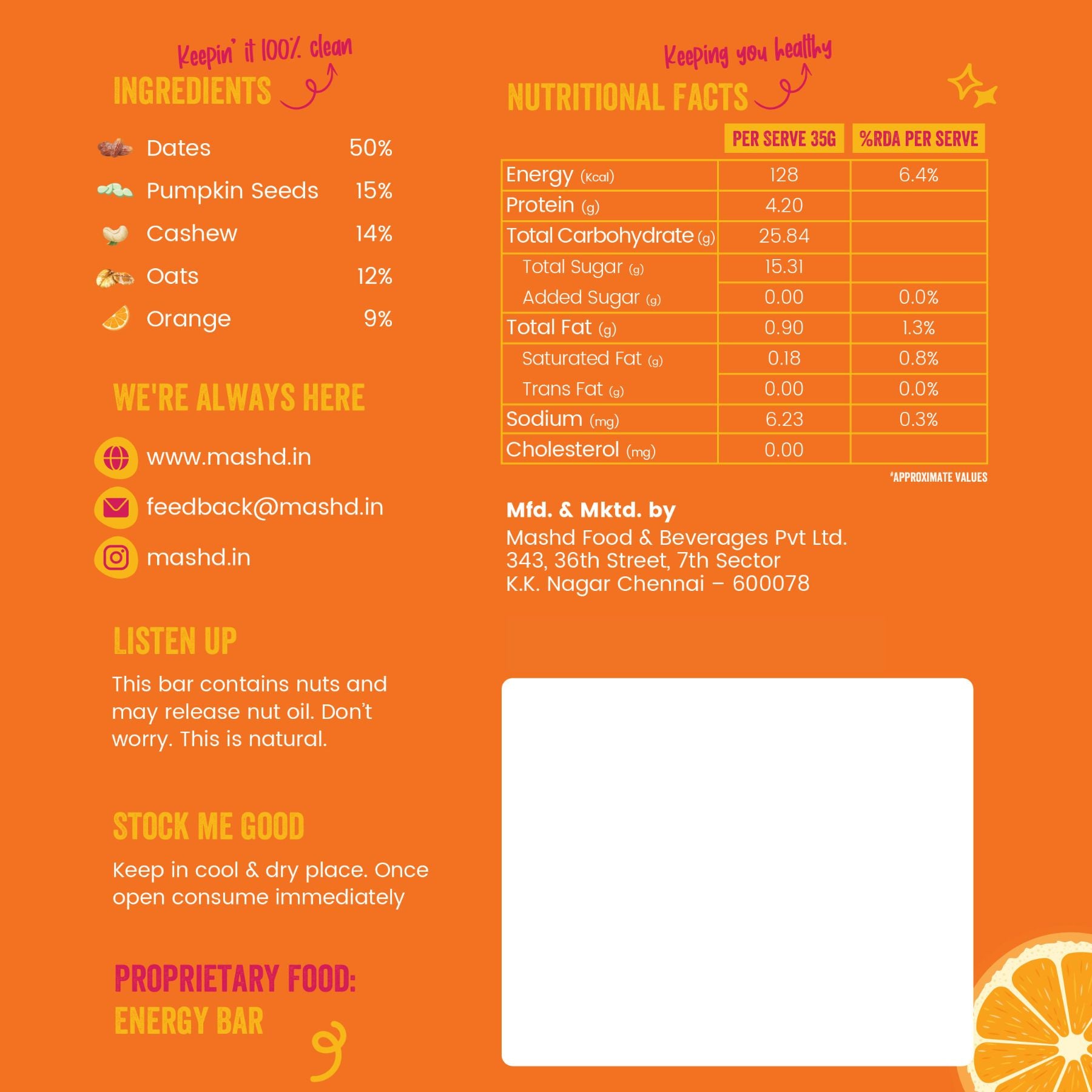 Orange Energy Bar